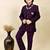 Boys wine silk blend zigzag jacquard embroidered sherwani set
