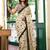 Cream soft pure cotton printed  fancy saree  with blouse
