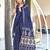 Navy blue soft pure cotton printed  fancy saree with blouse
