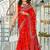 Red soft pure cotton printed  fancy saree with blouse
