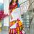 White soft pure cotton printed  fancy saree with blouse