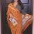 Orange soft mulmul cotton printed  fancy saree with blouse
