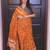 Orange soft mulmul cotton printed  fancy saree with blouse