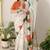 White mulmul cotton printed fancy saree with blouse