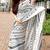 White pure mulmul cotton printed fancy saree with blouse