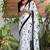 White soft pure cotton printed fancy saree with blouse