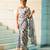 White soft pure cotton printed fancy saree with blouse