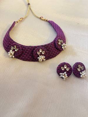 Pink handloom fabric jewelery 1