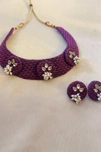Pink handloom fabric jewelery