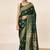 Green satin silk fancy  saree with blouse
