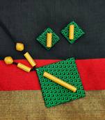 Green handloom fabric long necklace