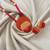 Orange long necklace, golden bead jewelery