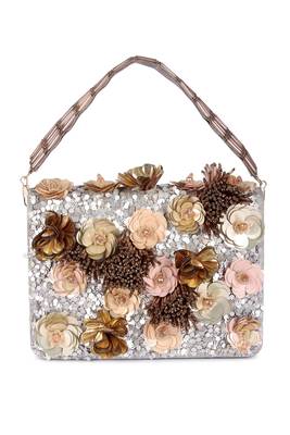 Multicolor sequin embroidered silk clutch 1