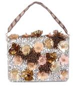 Multicolor sequin embroidered silk clutch