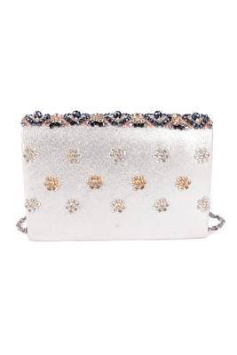 Multicolor beads embroidered leather clutch 4