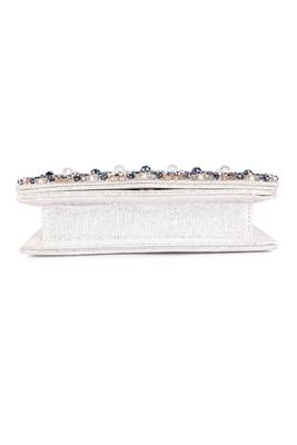 Multicolor beads embroidered leather clutch 5