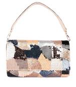 Multicolor sequin embroidered silk clutch