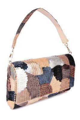 Multicolor sequin embroidered silk clutch 3