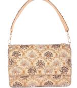 Gold sequin embroidered silk clutch