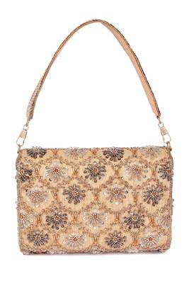 Gold sequin embroidered silk clutch 4