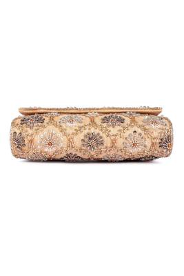 Gold sequin embroidered silk clutch 5