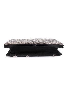 Silver embroidered silk clutch 5