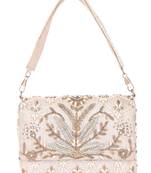 Multicolor embroidered silk clutch