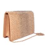 Gold beads embroidered silk clutch
