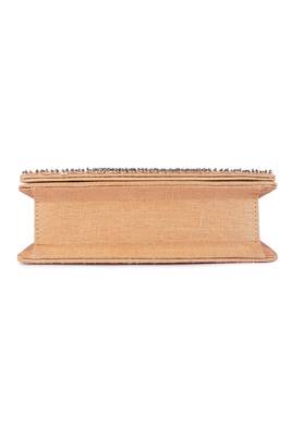 Gold beads embroidered silk clutch 4