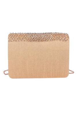 Gold beads embroidered silk clutch 5
