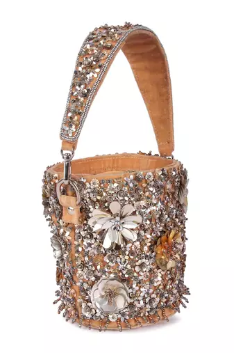 Gold sequin embroidered velvet potli bag