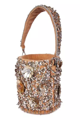Gold sequin embroidered velvet potli bag