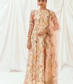 Multicolor printed organza anarkali