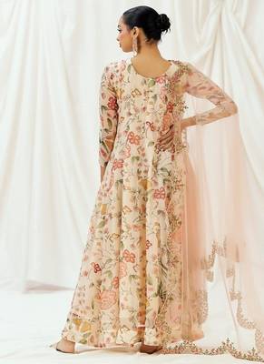 Multicolor printed organza anarkali 2