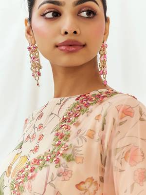 Multicolor printed organza anarkali 3