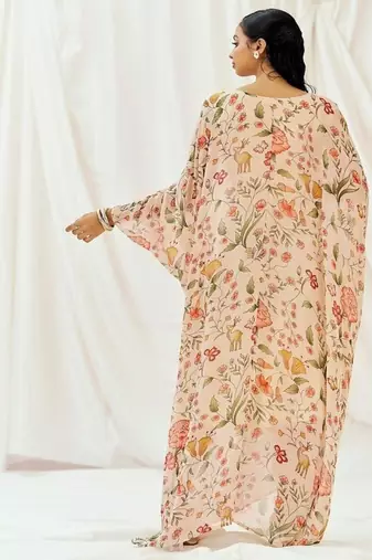 Multicolor printed georgette kaftan