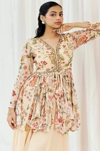 Multicolor printed georgette co ord set
