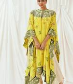 Yellow printed crepe kaftan