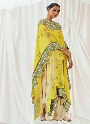 Yellow printed crepe kaftan 3