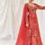 Red printed georgette anarkali