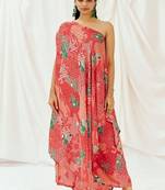 Red printed crepe kaftan