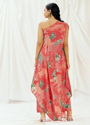Red printed crepe kaftan 3