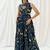 Navy blue printed crepe jumpsuit