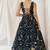 Navy blue printed organza gowns