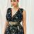 Navy blue printed organza gowns