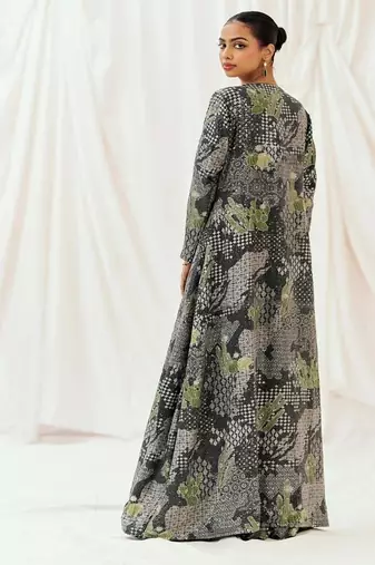 Black embroidered crepe jacket set