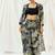 Black printed crepe jacket set