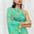Turquoise blue printed crepe kaftan