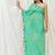 Turquoise blue printed crepe kaftan