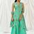 Turquoise blue printed crepe sharara